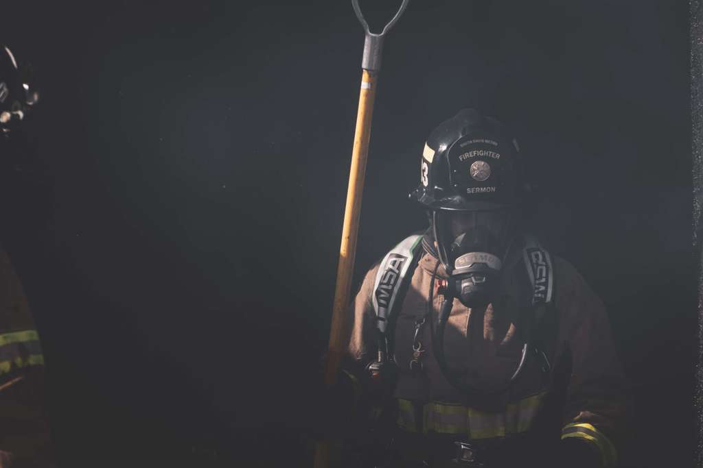 FireFighter Sermon in smoke.