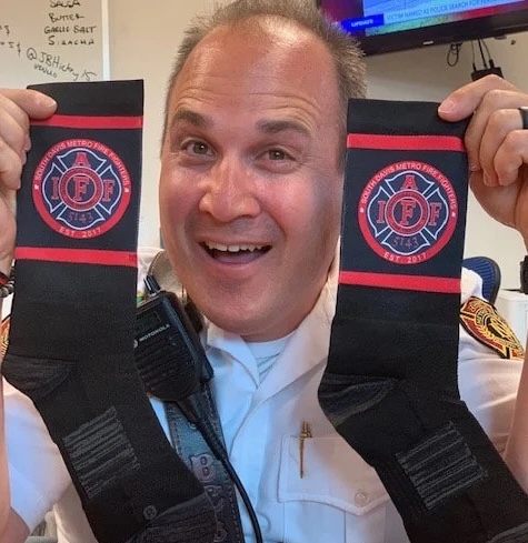 Fire Chief Greg Stewart with Union Socks.